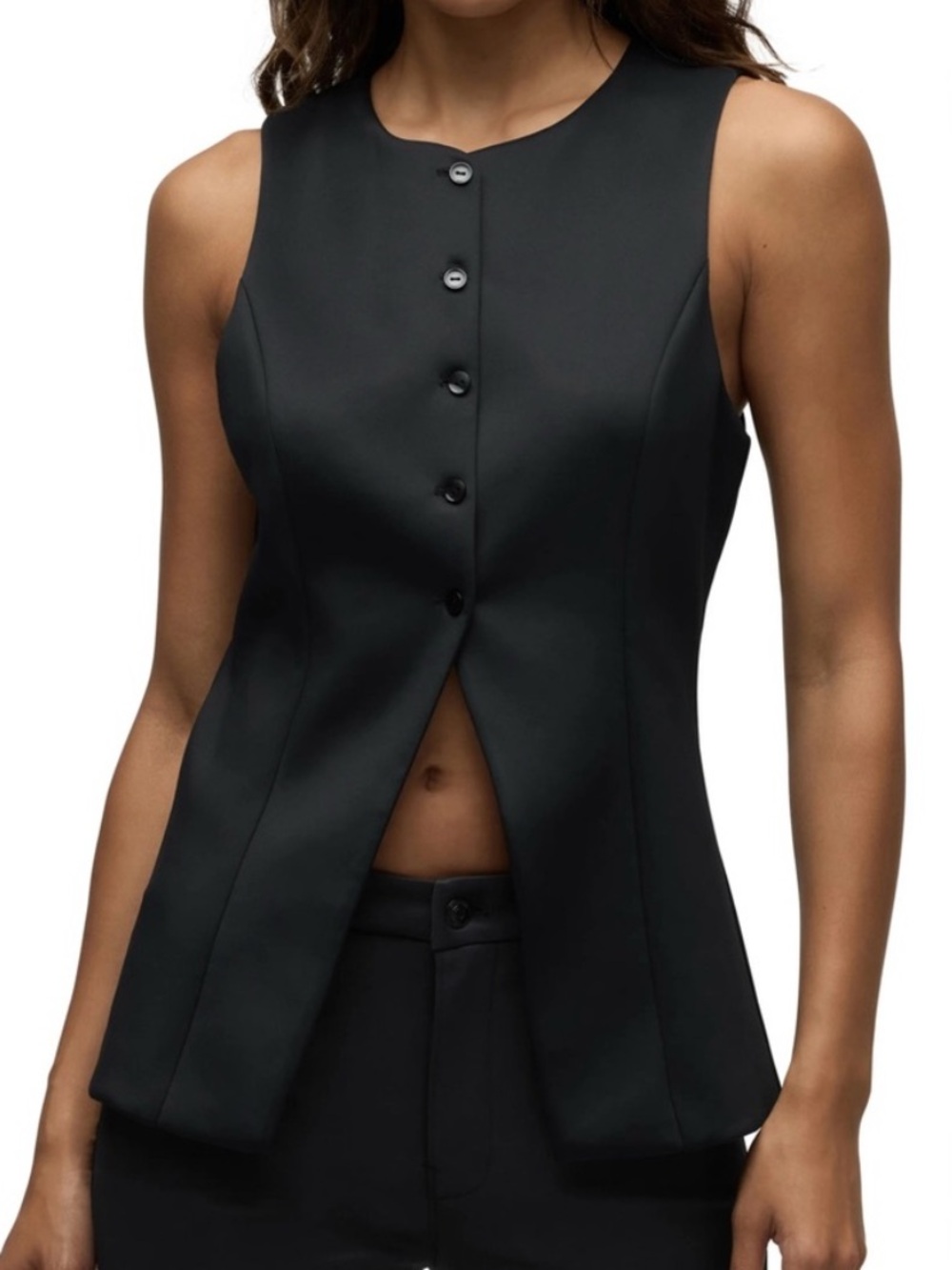 Hudson Black Minimal Collar Sleeveless Vest Tuxedo Scuba Medium M
